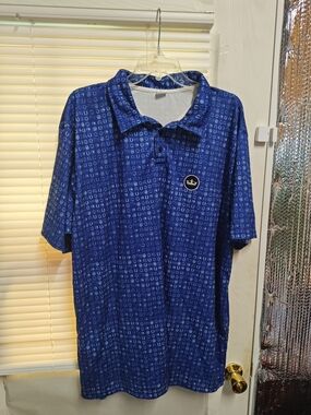 Source Unknown Blue Printed Golf Polo Shirt